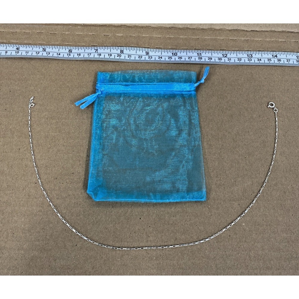 .925 Sterling Silver wide Box Chain Necklace layering 16 inch DESIGNER BRAND NEW - Picture 3 of 5